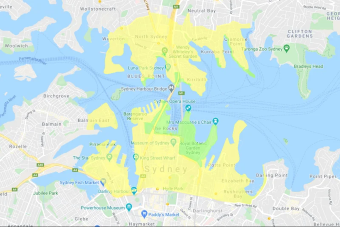 悉尼跨年夜綠色和黃色區域