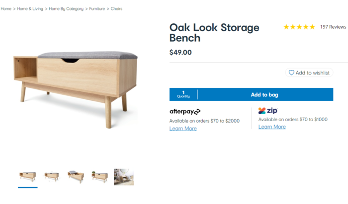 多功能凳子（Oak Look Storage Bench）