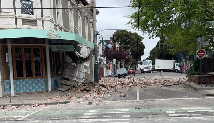 社交媒体图 墨尔本地震后受损建筑