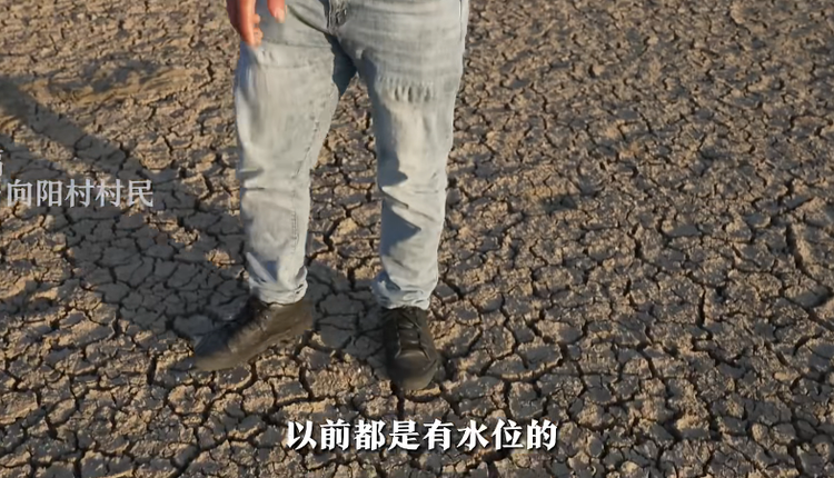 鄱阳湖干涸的河床（图片来源：微博截图）