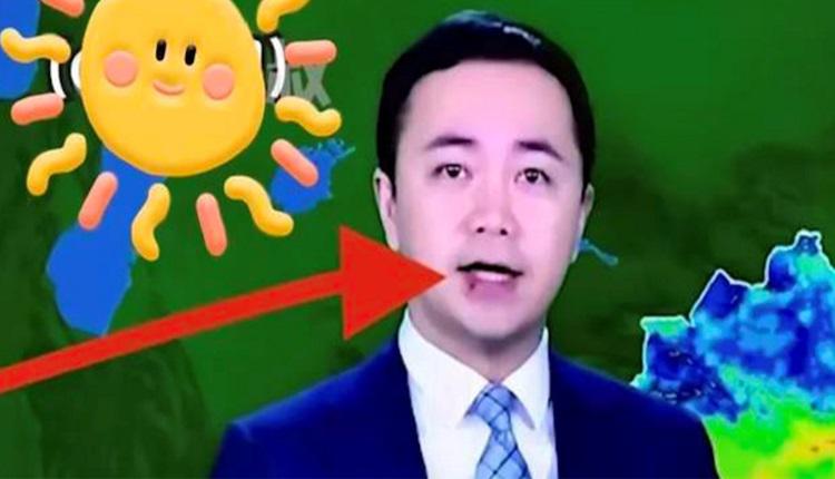 央视天气预报主持人冯殊“嘴上起了大泡”