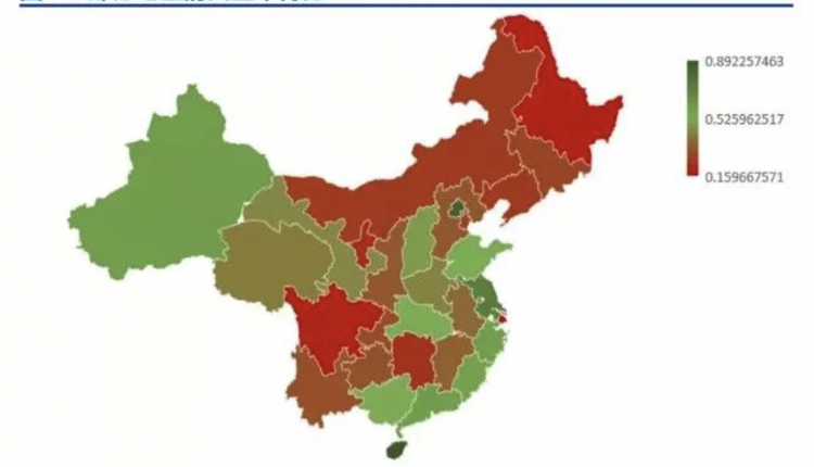 中國部分地區失業率得分