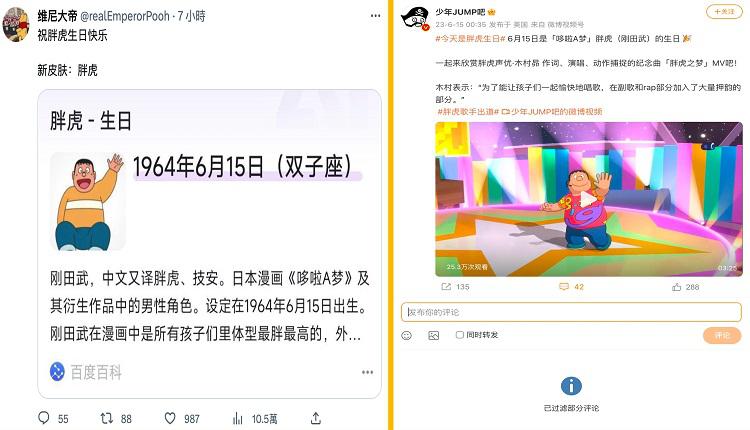 中國網民紛紛「給胖虎祝壽」
