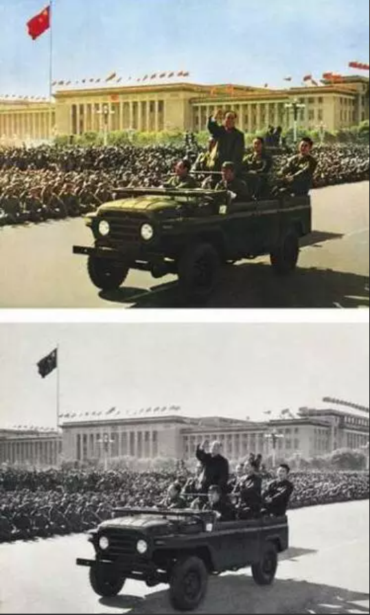 ∆1966年毛泽东检阅红卫兵。