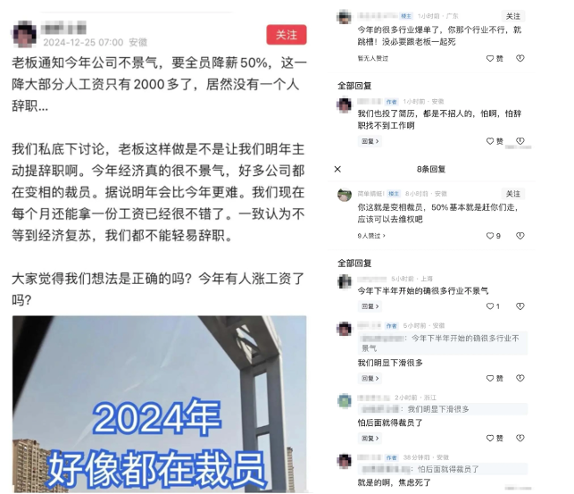 中國經濟持續低迷，大量人員失業。